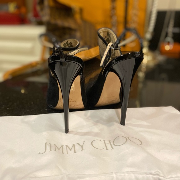 Black lace suede Jimmy Choo heels - Picture 2 of 5